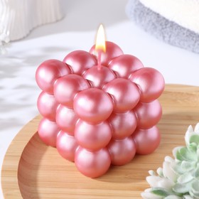 Свеча фигурная "Баблс" большой куб, 5х5х5 см, розовый перламутр