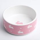 Миска «Зайчики», 300 мл, 13×13×5 см, керамика, розовая - Фото 3