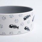 Миска для кошек «Пижон. Рыбные косточки и лапки», 300 мл, 12.5×4.5 см, керамика, серая - Фото 2