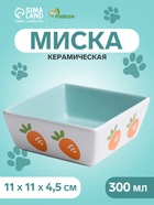 Миска «Морковки», 300 мл, 11×11×4.5 см, керамика, голубая, белая - Фото 1