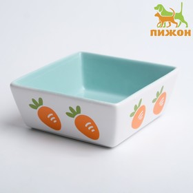 Миска керамическая квадратная "Морковки" 300 мл, 11 x 4,5 cм, зелёная