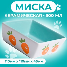 Миска керамическая квадратная "Морковки" 300 мл, 11 x 4,5 cм, зелёная 9214846