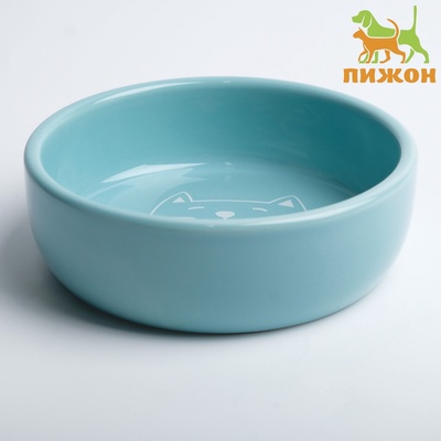 Миска Meow, 300 мл, 13.4×13.4×4 см, керамика, голубая