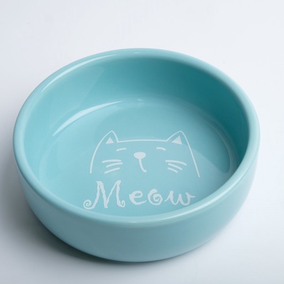Миска Meow, 300 мл, 13.4×13.4×4 см, керамика, голубая