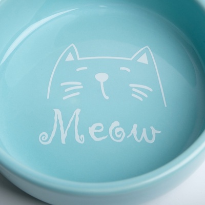 Миска Meow, 300 мл, 13.4×13.4×4 см, керамика, голубая