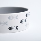Миска керамическая "Рыбные косточки" 300 мл  12,5 x 4,5 cм, серо-белая - Фото 5