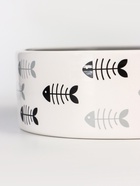 Миска «Рыбные косточки», 300 мл, 12.5×4.5 см, керамика, серая, белая  (артикул 9214851)  большой выбор товаров оптом и в розницу по низким ценам с доставкой