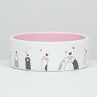 Миска керамическая "Любовь и коты"300 мл  12,5 x 4,5 cм, розово-белая - фото 9954796