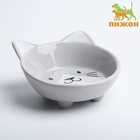 Миска «Голова кота», 150 мл, 14×12.5×6.5 см, керамика, серая - Фото 2