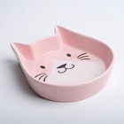 Миска керамическая «Голова кота» 200 мл - 15×13×3 см, розовая - Фото 4