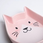 Миска керамическая "Голова кота 2" 200 мл, 15 x 13 x 3 cм, розовая 9214855 - фото 580018