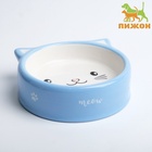 Миска керамическая «Голова кота» 150 мл - 12.5×12.5×4 см, голубая/белая - Фото 2