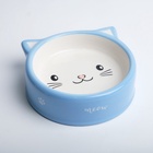 Миска керамическая «Голова кота» 150 мл - 12.5×12.5×4 см, голубая/белая - Фото 3