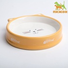 Миска керамическая «Голова кота» 200 мл - 15×15×3.5 см, белая/жёлтая - Фото 2