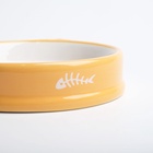 Миска керамическая «Голова кота» 200 мл - 15×15×3.5 см, белая/жёлтая - Фото 6