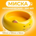 Миска керамическая "Кошка-лепёшка" 200 мл, 13 x 5,5 cм, жёлтая 9214859 - фото 580040