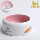 Миска «Заяц», 200 мл, 11×11×4.6 см, керамика, белая, розовая - Фото 2