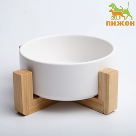 Миска керамическая на подставке 450 мл 13×5 см, белая