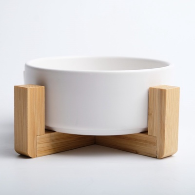 Миска, 450 мл, 13×5 см, на подставке, керамика, белая