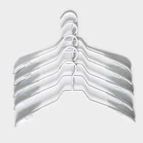 Плечики для одежды антискользящие, 5 шт, 39×20,5 см, металл с ПВХ покрытием, цвет белый