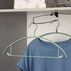 Плечики - вешалки для одежды антискользящие Доляна «Мята», 42×20 см, набор 3 шт, цвет зелёный - Фото 2
