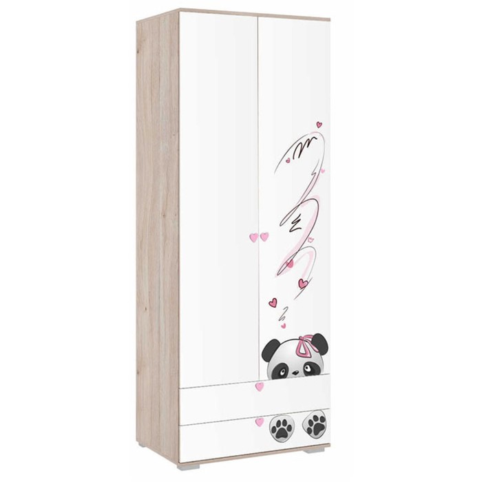 Шкаф двухдверный платяной Панда 802х546х2100 дуб мария/белый - Фото 1