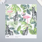 Бумага для скрапбукинга "Фламинго и зебры" плотность 180 гр 15,5х17 см - Фото 2