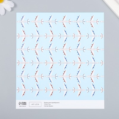 Бумага для скрапбукинга «Арт Узор. Самолёты», 180 г/м², 15.5×17 см