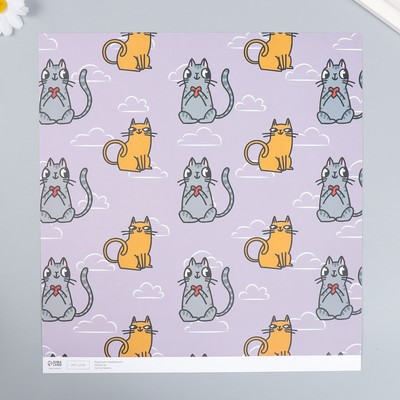 Бумага для скрапбукинга «Котики», плотность 180 г, 30.5×32 см