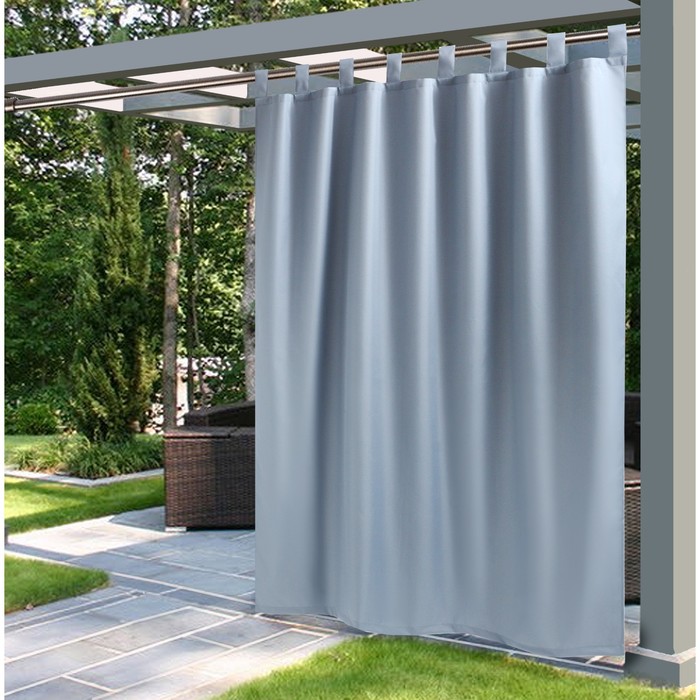 Портьера для террасы Этель 145×200 см на липучках, цвет серо-голубой, оксфорд с ВМГО, 100% п/э - Фото 1