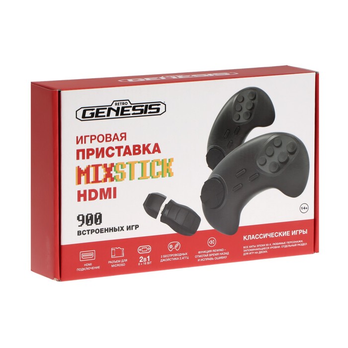 Игровая приставка Retro Genesis MixStick RS8, 2 беспр.джойстика, HDMI, 16 бит, 900 игр, черн - фото 51461439