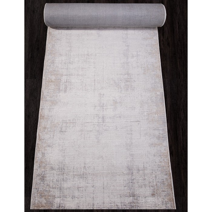 Ковровая дорожка Alanya 22376A, размер 160x2500 см, цвет white / l.grey