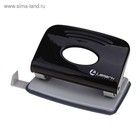 Дырокол с линейкой 20 листов, Lamark Metallic, чёрный - Фото 1