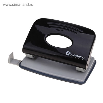 Дырокол с линейкой 20 листов, Lamark Metallic, чёрный