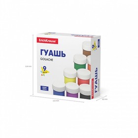 

УЦЕНКА! Гуашь 9 цветов х 17 мл, ErichKrause Basic, в картонной упаковке