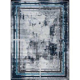 Ковёр прямоугольный Kleopatra 37111A, размер 200x400 см, цвет blue fls/l.grey