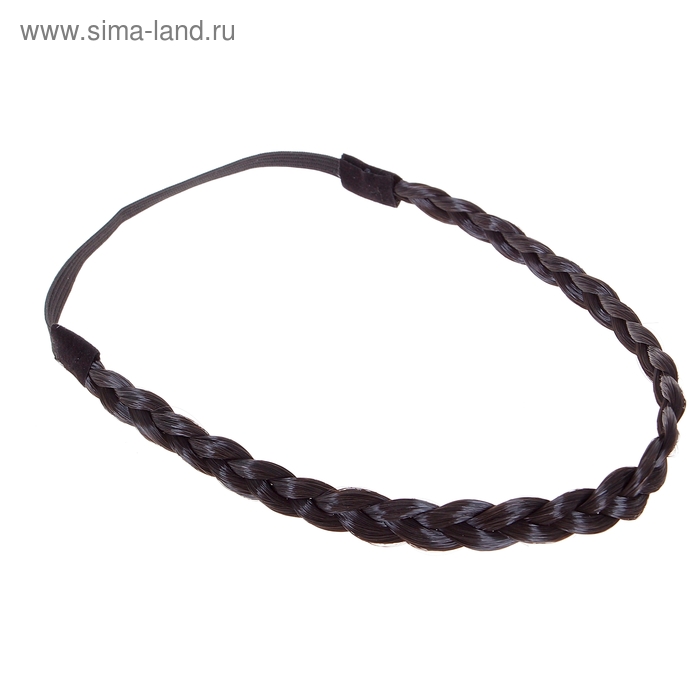 повязка для волос "Косичка" 1 см черный - Фото 1