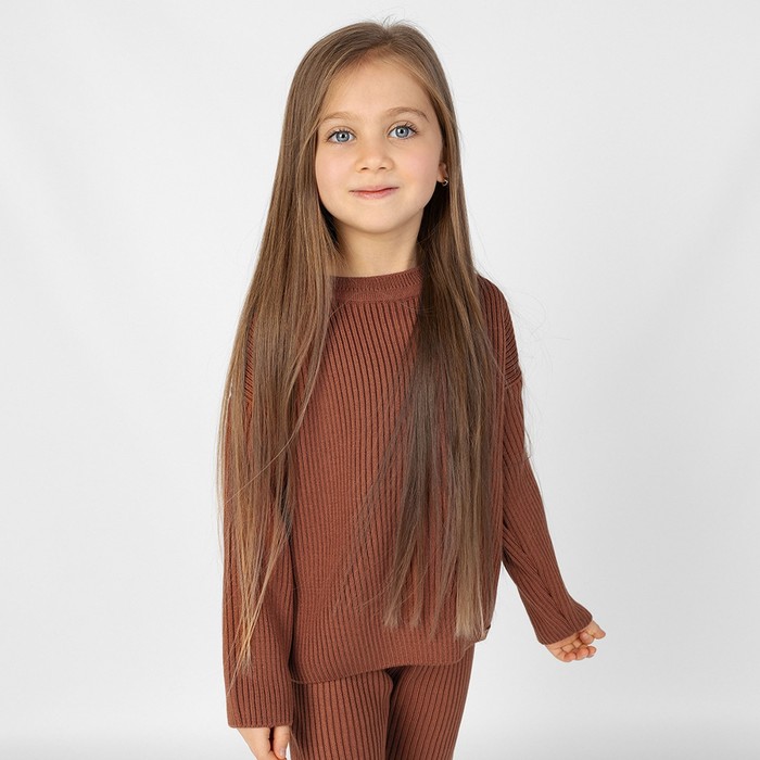 Джемпер для девочек, рост 104 см, цвет коричневый - Фото 1