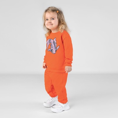 Костюм для девочки: свитшот и брюки, рост 74 см, цвет оранжевый
