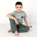 Пижама для мальчика: футболка и брюки «Симпл-димпл», рост 134 см, цвет серый, серо-зелёный - фото 300846650
