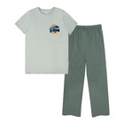 Пижама для мальчика: футболка и брюки «Симпл-димпл», рост 134 см, цвет серый, серо-зелёный - Фото 2