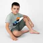 Пижама для мальчика: футболка и шорты «Симпл-димпл», рост 134 см, цвет серый, серо-зелёный - фото 109929280