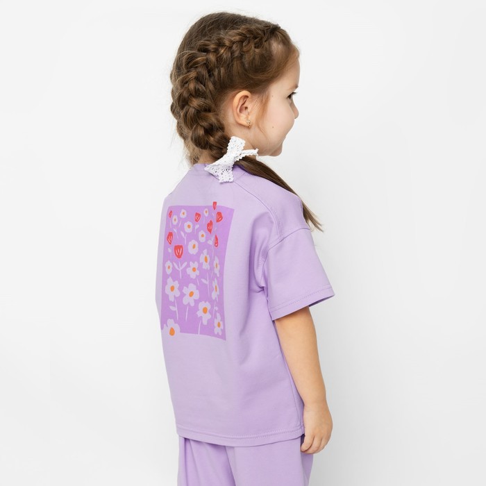 Футболка для девочки, рост 98 см, цвет лавандовый - Фото 1