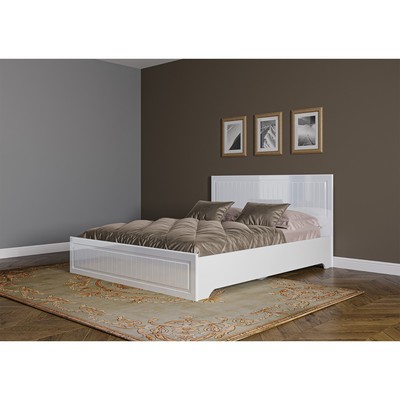 Кровать двуспальная «Клик Мебель. Лена - 2», 1200×2000 мм, цвет белая/белый глянец