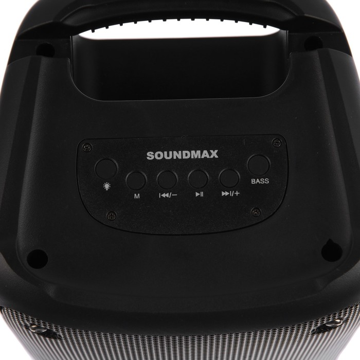 Портативная колонка Soundmax SM-PS5070B, 40Вт, 2400мАч, FM, BT, USB, TWS, подсветка, черная - фото 51327033