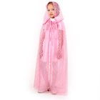 Карнавальный набор принцессы плащ гипюр розовый,корона,длина 85см - фото 9671271