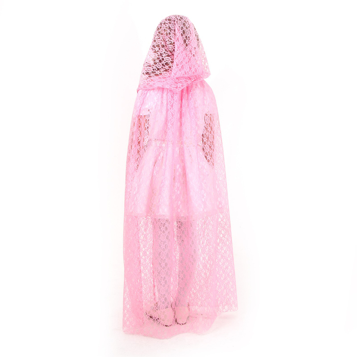 Карнавальный набор принцессы плащ гипюр розовый,корона,длина 100см - фото 1907682112