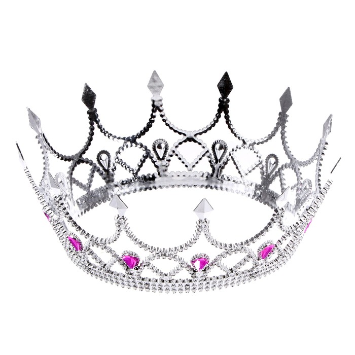 Карнавальный набор принцессы плащ гипюр розовый,корона,длина 100см - фото 1907682117