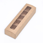 Коробка под 5 конфет с обечайкой, с окном, с тонкими разделителями, КРАФТ 21×5×3.3 см - Фото 3