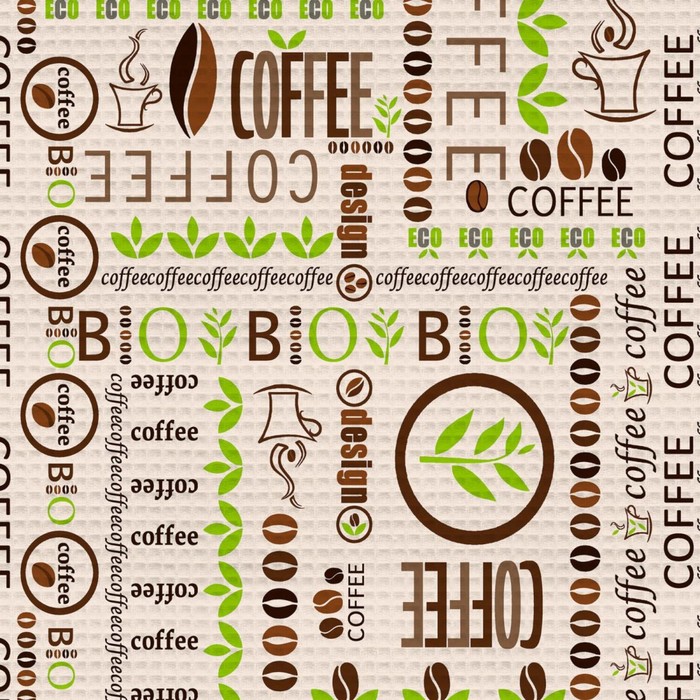Полотно набивное вафельное Bio coffee, длина 10 м, ширина 50 см, рисунок № 62002, вид 1 - Фото 1